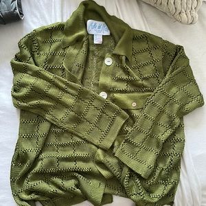 Calle Del Mar Long Sleeve Patchwork Shirt - Green, Small
